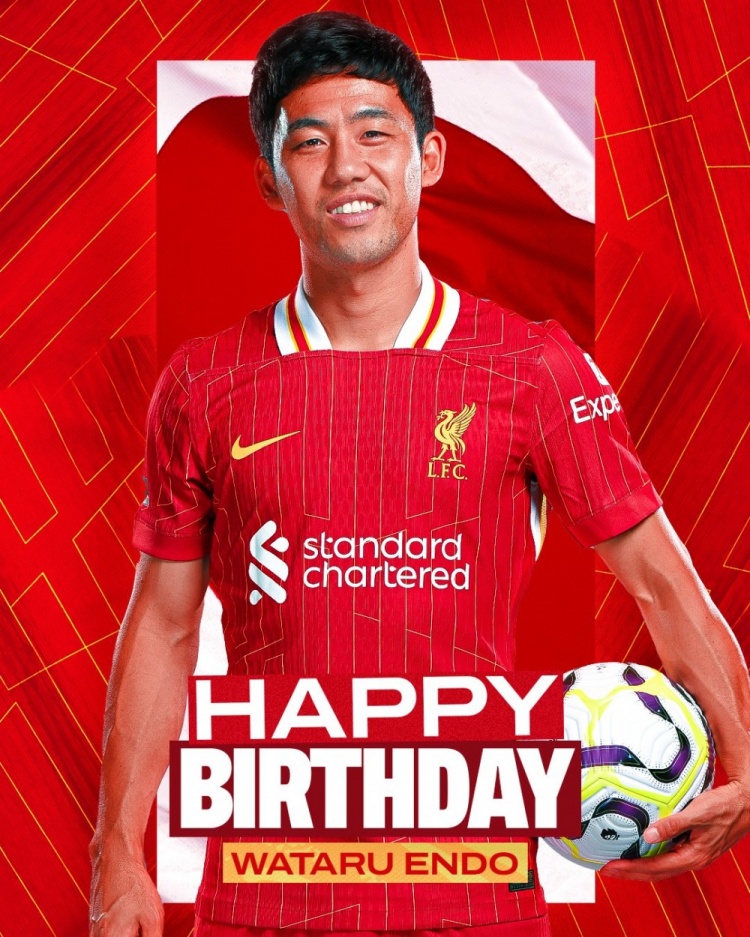  利物浦祝遠(yuǎn)藤航32歲生日快樂(lè)，球員加盟紅軍至今出戰(zhàn)62場(chǎng)比賽