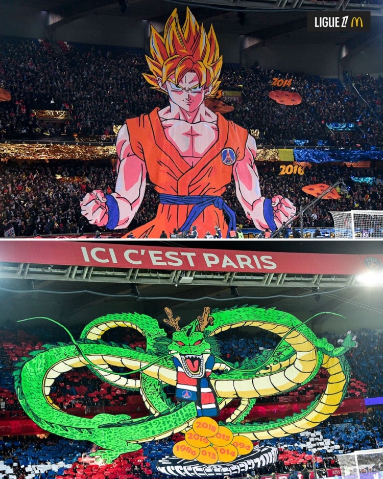  逝世一周年，法甲官推曬昔日巴黎主場(chǎng)龍珠TIFO：鳥山明經(jīng)典永存