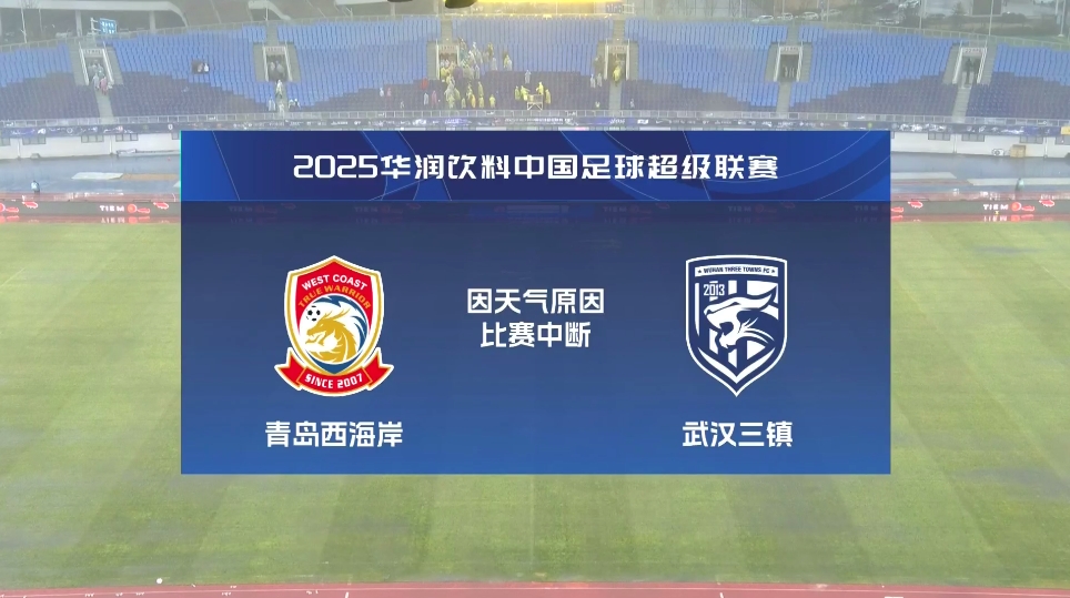  比賽延期！青島西海岸vs武漢三鎮(zhèn)進(jìn)行至18分鐘，因天氣中斷30分鐘