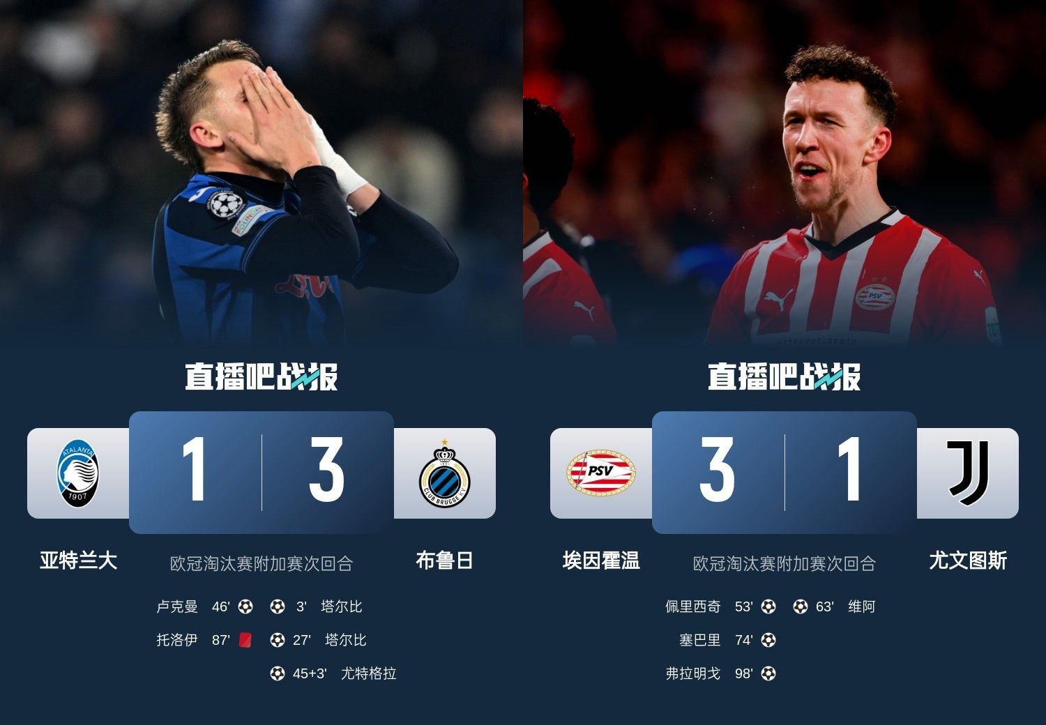  真是意甲拉垮？PSV淘汰尤文后3連敗，布魯日爆冷真藍(lán)黑后1勝難求