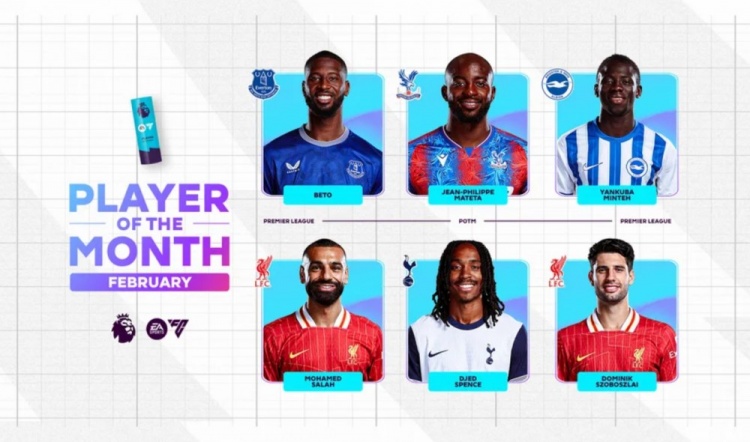  英超2月最佳候選：貝托、馬特塔、明特、薩拉赫、斯賓塞、索博