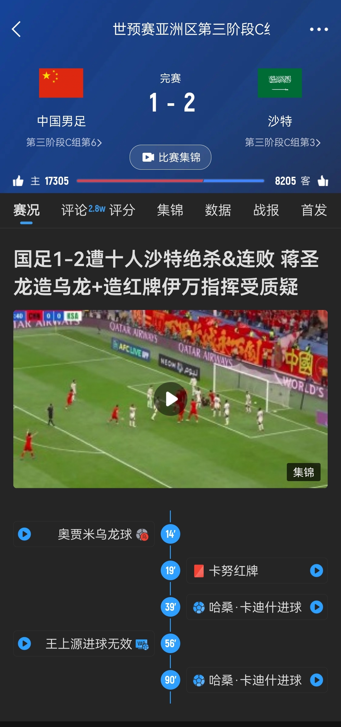  今天什么劇本？首戰(zhàn)沙特也是半場紅牌+蔣光太傷退，最后國足被翻