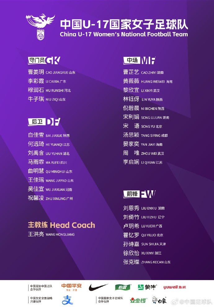  U17女足30人將在蘇州集訓(xùn)備戰(zhàn)世界杯，姜寧、朱挺擔(dān)任訓(xùn)練員